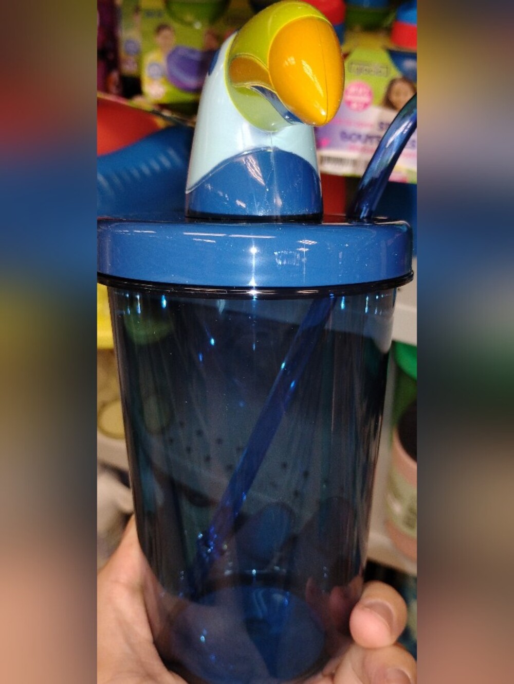 Blue Kids Travel Cup with Straw and Parrot Spout